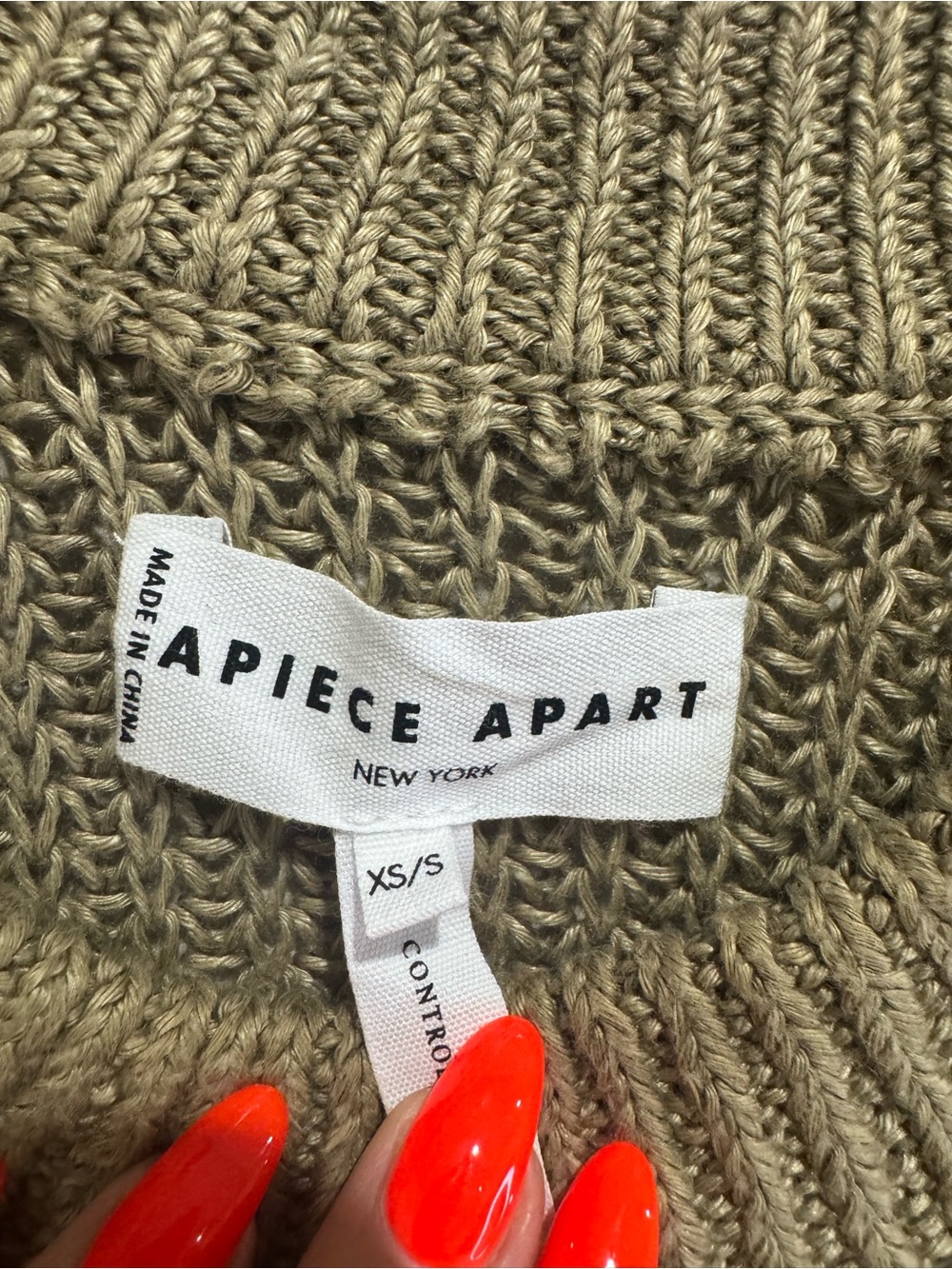 Apiece Apart Olive Green Knit Sleeveless Sweater - Picture 4 of 4